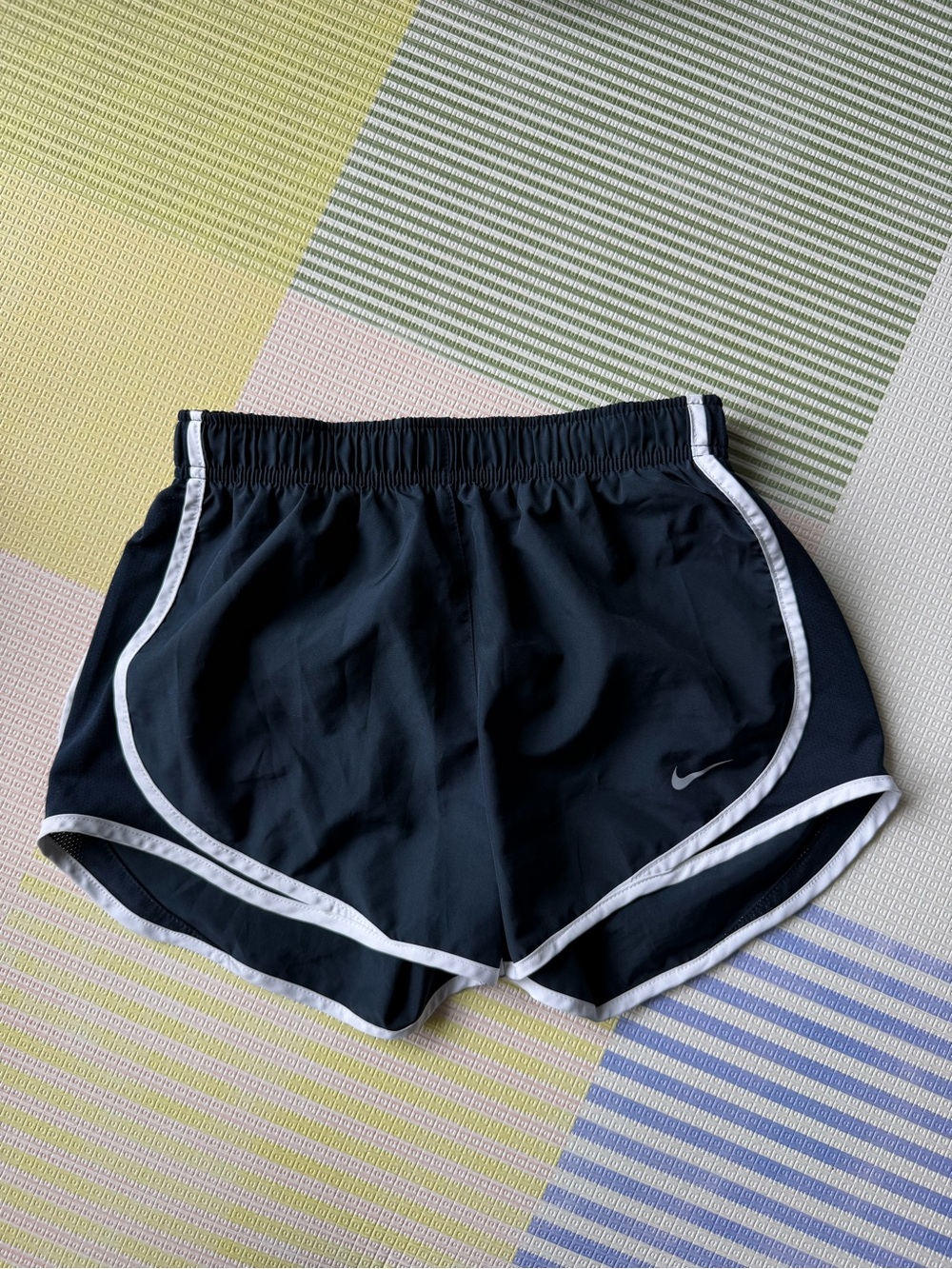 Nike Women's Black Athletic Shorts with White Piping